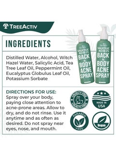 TreeActiv Salicylic Acid Back & Body Acne Spray, Back Acne Solution For Women And Men, Acne Body Spray with Tea Tree Oil, Fast-Drying Back Acne Spray, Fine Mist, Back Acne Treatment Spray, 4 fl oz, 2-pack  - Image 5