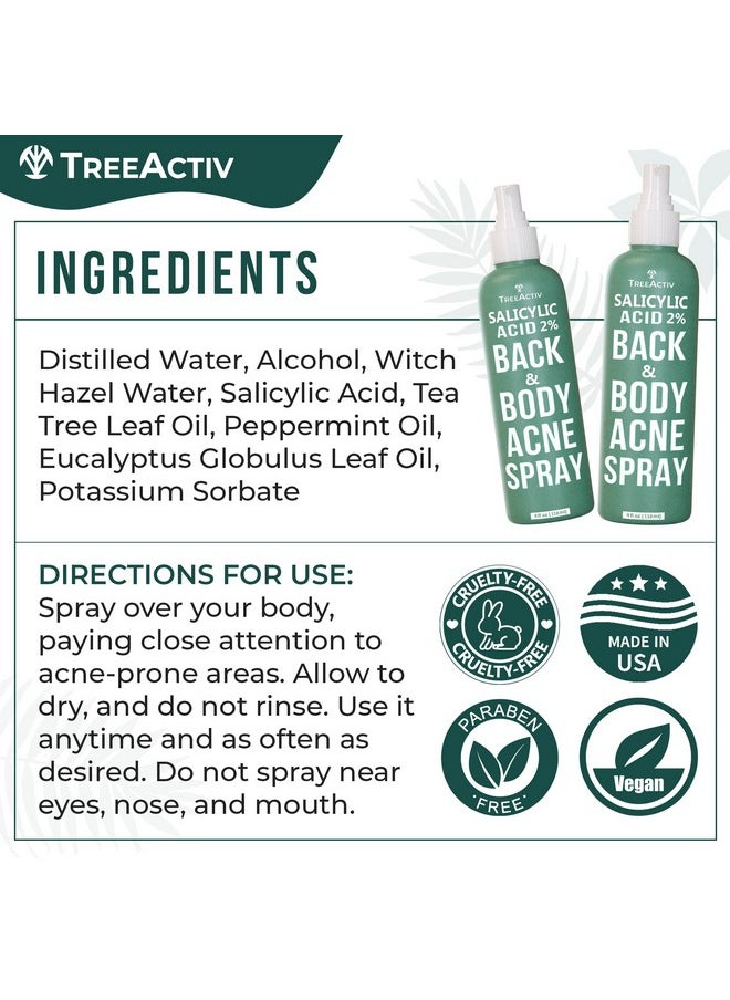 TreeActiv Salicylic Acid Back & Body Acne Spray, Back Acne Solution For Women And Men, Acne Body Spray with Tea Tree Oil, Fast-Drying Back Acne Spray, Fine Mist, Back Acne Treatment Spray, 4 fl oz, 2-pack  - Image 5