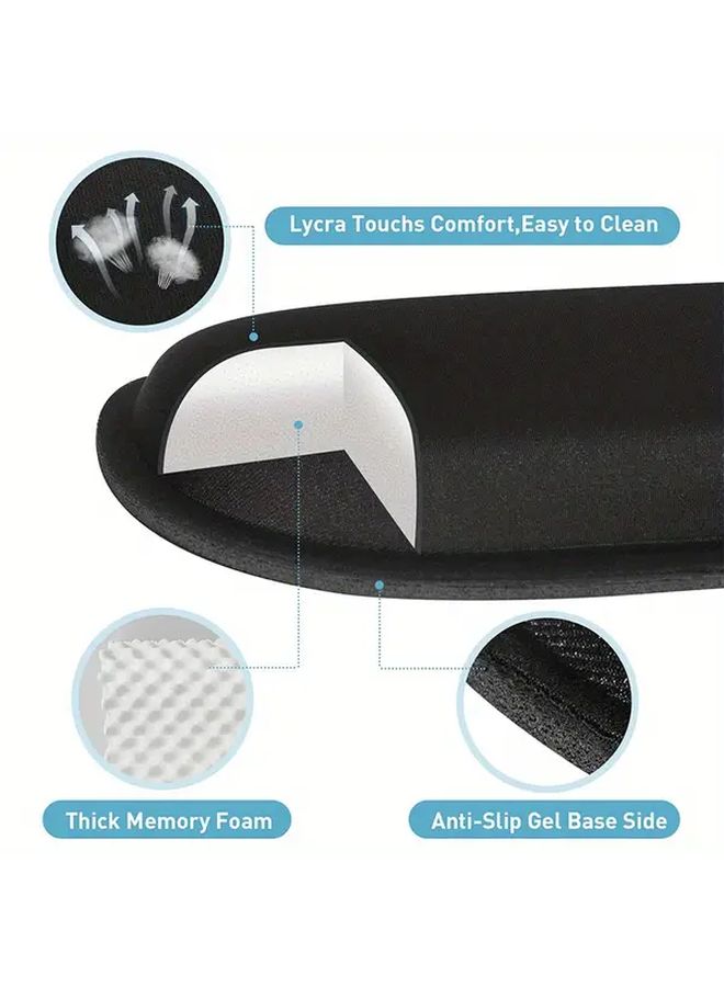 Black Memory Foam Keyboard Wrist Rest Pad 2pcs Set For Pain Relief Typing - Image 2
