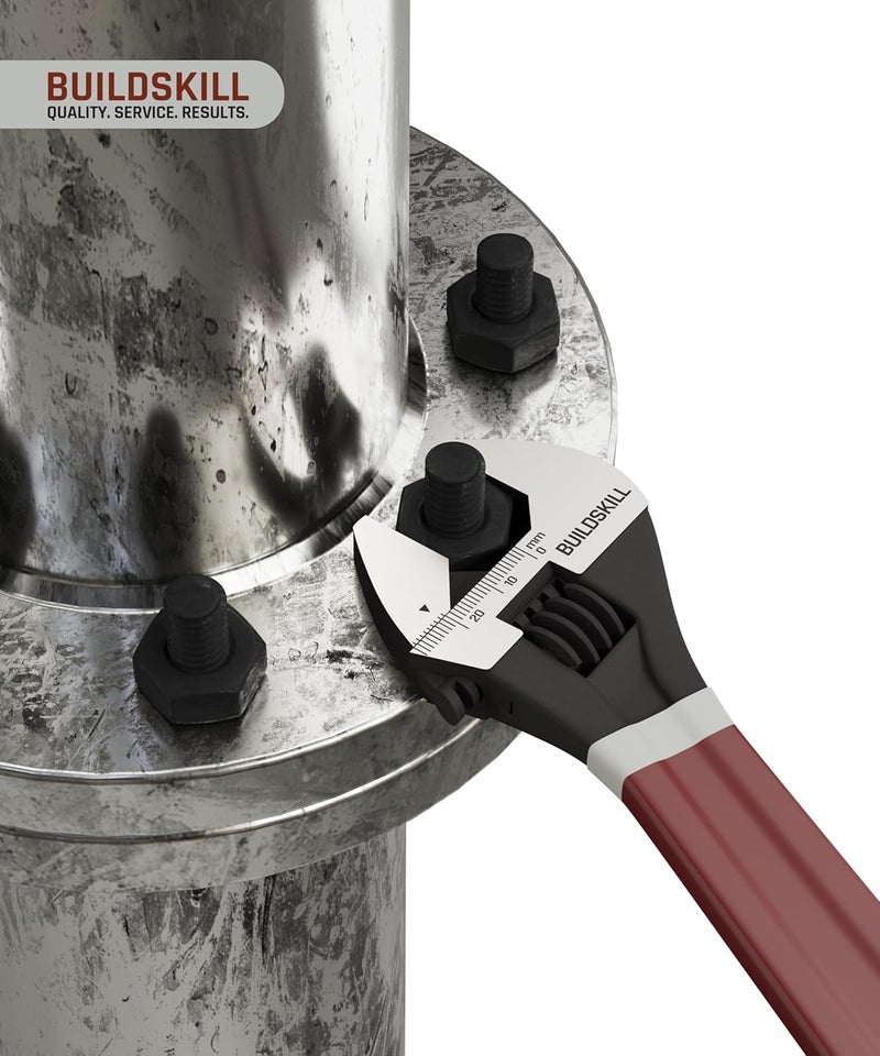 BUILDSKILL مفتاح ربط قابل للتعديل 8" 200 مم | طلاء فوسفات مقاوم للصدأ | أدوات السباكة للاستخدام المهني والمنزلي | غلاف مزدوج مريح | مفتاح قابل للتعديل مع مقياس ليزر (ضمان 6 أشهر) - Image 5