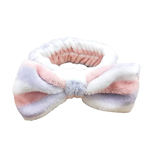 FOK Women and Girl's Adjustable Elastic Velvet Strip Headband for Facial Makeup, Yoga Sports - Multicolor - Image 1