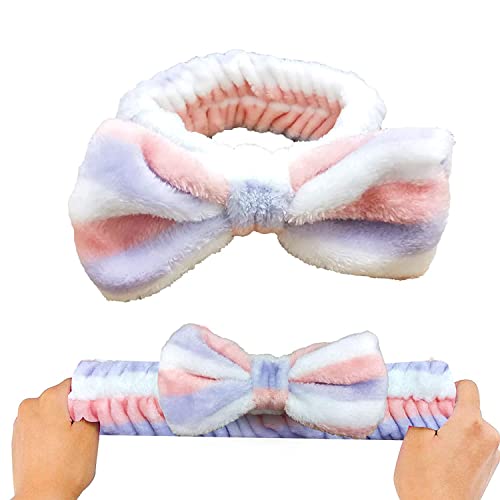 FOK Women and Girl's Adjustable Elastic Velvet Strip Headband for Facial Makeup, Yoga Sports - Multicolor - Image 3