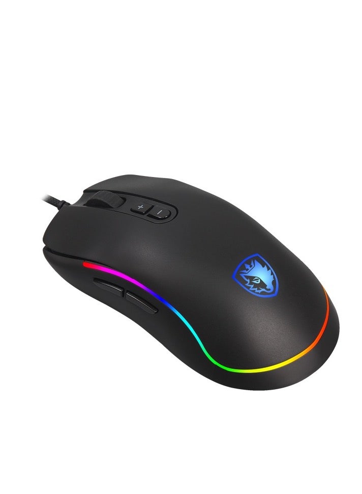 ساديس ماوس ألعاب SADES (S11) REVOLVER - إضاءة RGB (متعددة الألوان)، مجموعتان من الأزرار الجانبية المزدوجة، حساس PMW 3325 البصري، DPI قابل للتعديل على 6 مستويات. - Image 1