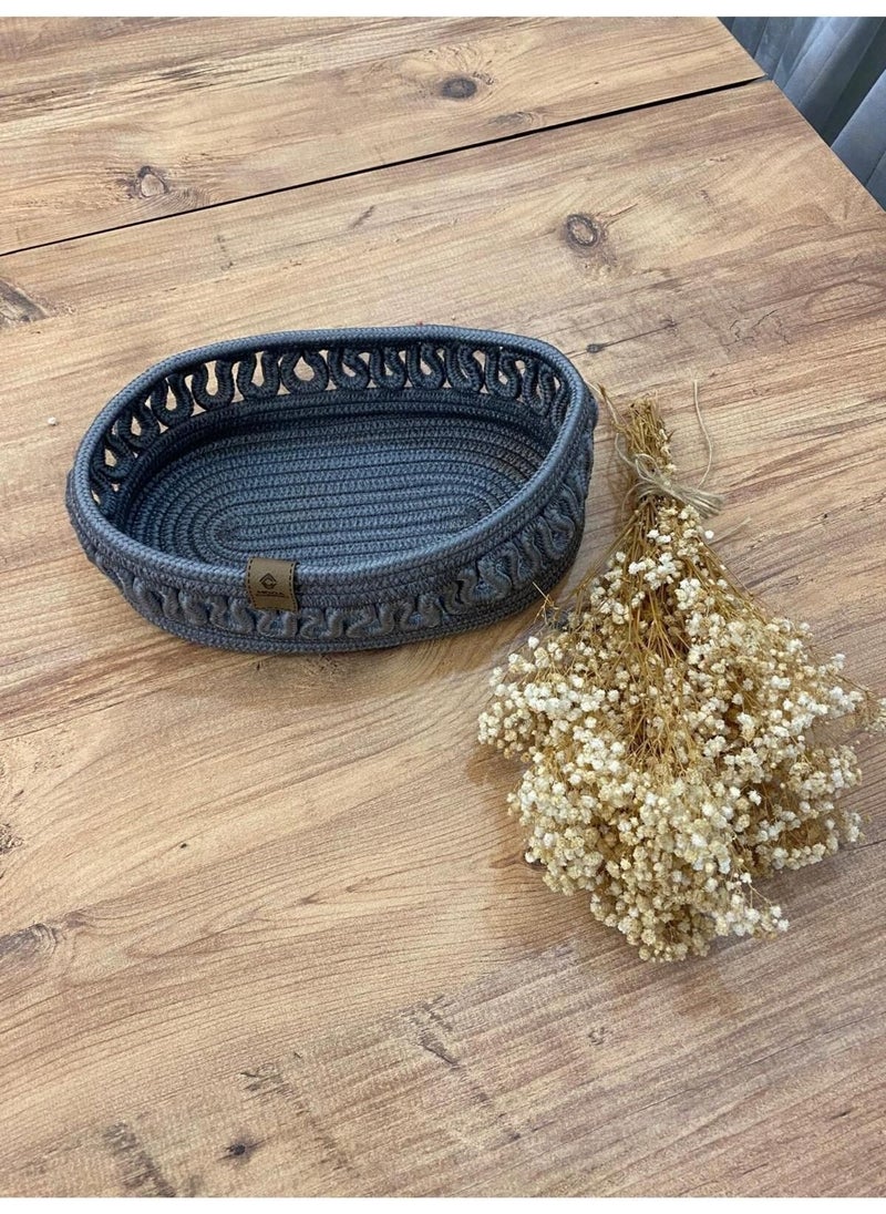 My Doğa Store Wicker, Jute, Basket, Cupboard, Organizer, Storage Basket, Bread Basket, 30X20X10  - Image 3