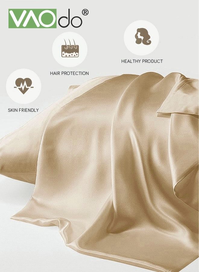 VAOdo 2 Silk Pillowcase Set Soft Breathable (51*102CM, Khaki)  - Image 5