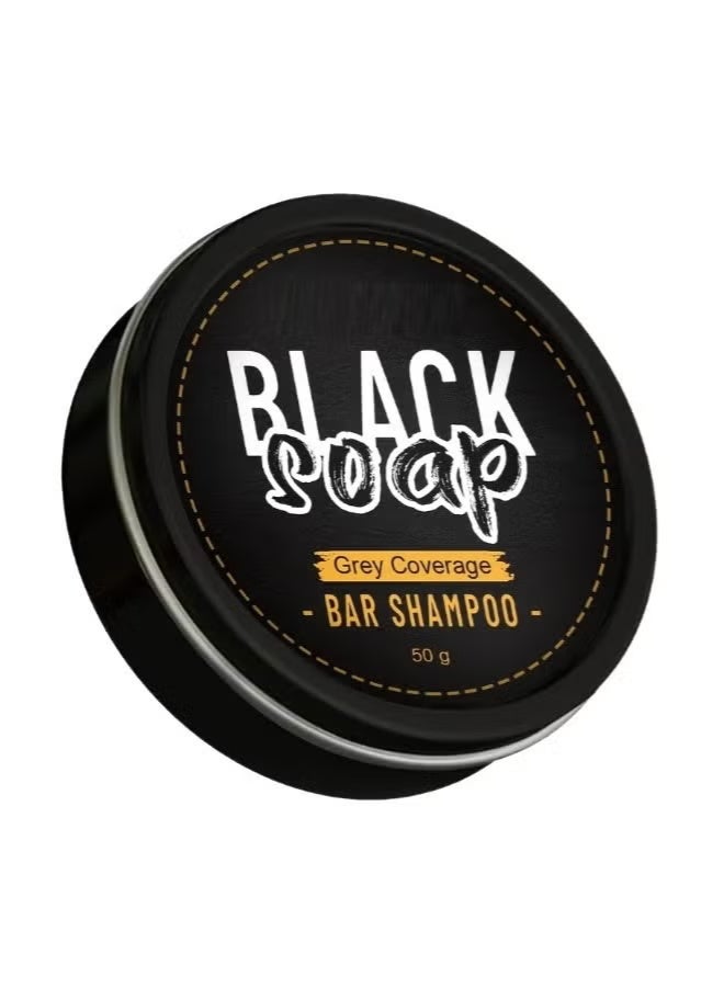 بلاك سوب صابون أسود لتغطية الشعر الرمادي، بار شامبو 50 غ، صابون مرطب لتغميق الشعر بمستخلصات عشبية لتنظيف فعال، يعزز نمو الشعر الصحي ويعالج الشعر الرمادي والأبيض، ينظف ويرطب فروة الرأس، للعناية بالشعر. - Image 1
