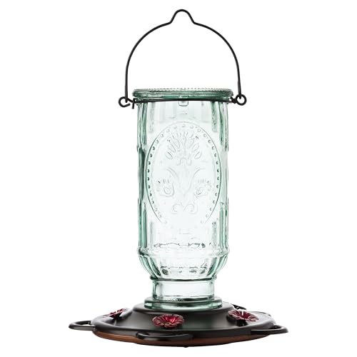 More Birds Vintage Hummingbird Feeder, Antique Glass Hummingbird Feeders for Outdoors, 5 Feeding Stations, 20 Ounces - Image 1