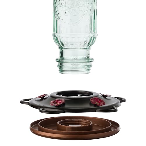 More Birds Vintage Hummingbird Feeder, Antique Glass Hummingbird Feeders for Outdoors, 5 Feeding Stations, 20 Ounces - Image 4