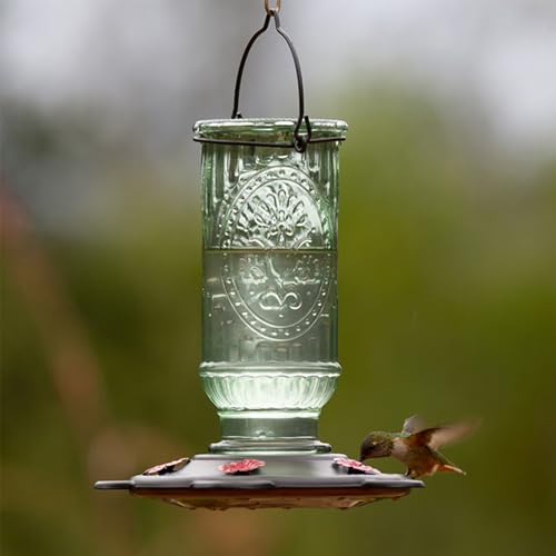 More Birds Vintage Hummingbird Feeder, Antique Glass Hummingbird Feeders for Outdoors, 5 Feeding Stations, 20 Ounces - Image 2