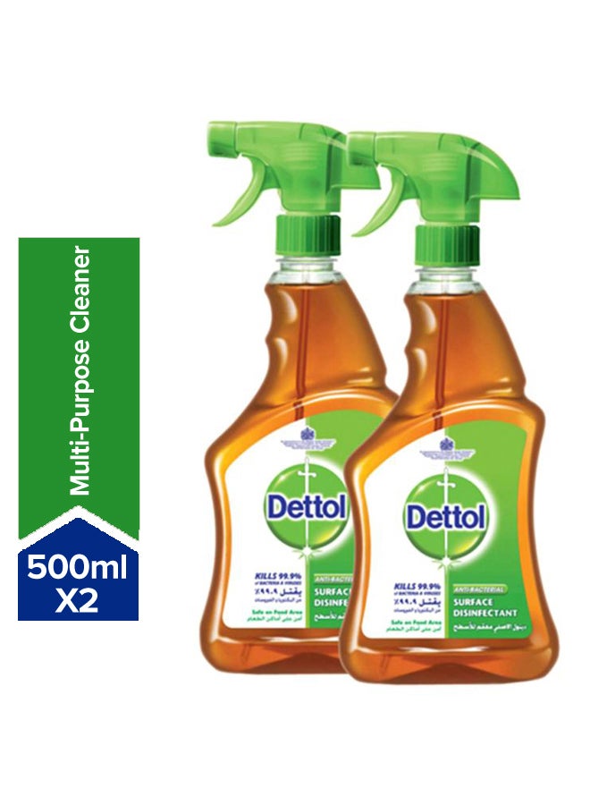 Dettol Pack Of 2 Anti-Bacterial Surface Disinfectant Brown 500ml - Image 1