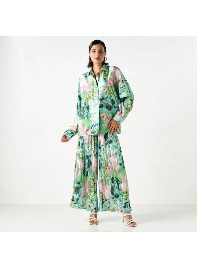 2Xtremz 2Xtremz All-Over Floral Print Shirt with Long Sleeves