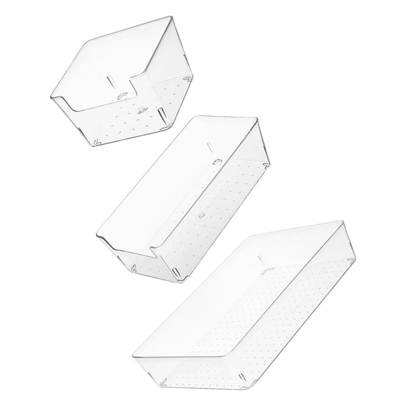 3pcs Plastic Desktop Storage Box Set Multi Compartment Organizer For Kitchen Utensils Stationery And Cosmetics Large Square And Small Rectangular Box For Home Office - Image 2