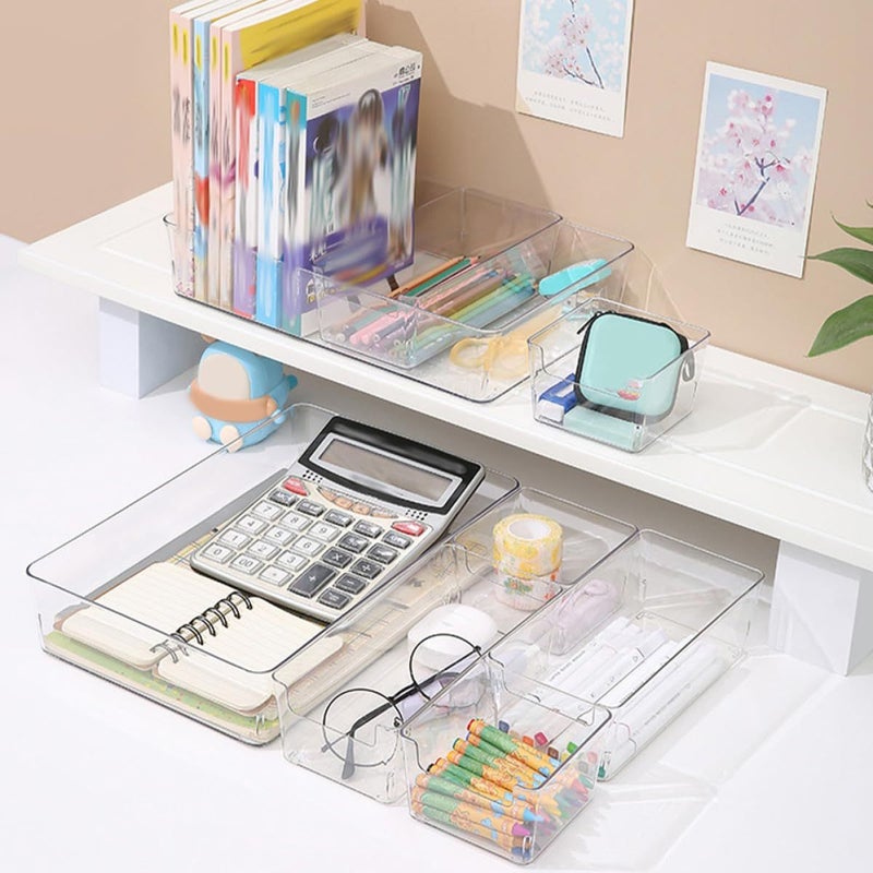 3pcs Plastic Desktop Storage Box Set Multi Compartment Organizer For Kitchen Utensils Stationery And Cosmetics Large Square And Small Rectangular Box For Home Office - Image 4