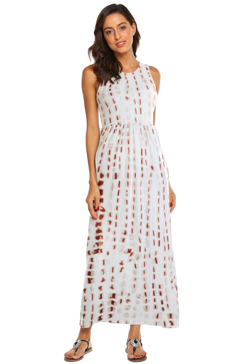 Hount Women's Summer Casual Floral Printed Bohemian Spaghetti Strap Floral Long Maxi Dress with Pockets Coffee S - Image 4