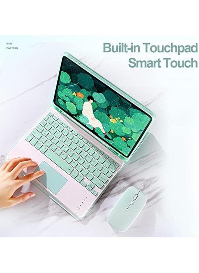 Keyboard Case Flip Stand For 10.2 Inch 9Th Gen 8Th Gen 7Th Gen With Touch Pad Arabic And English Bluetooth Keyboard Smart Trackpad Detachable Wireless With Pencil Holder Ipad Cover (Pink)