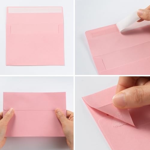 Wishop 50 Pack 5x7 Colored Envelopes Self-Sealing Assorted Colors for Invitations and Cards (Pink, 5.24x7.21 inches) - Image 4