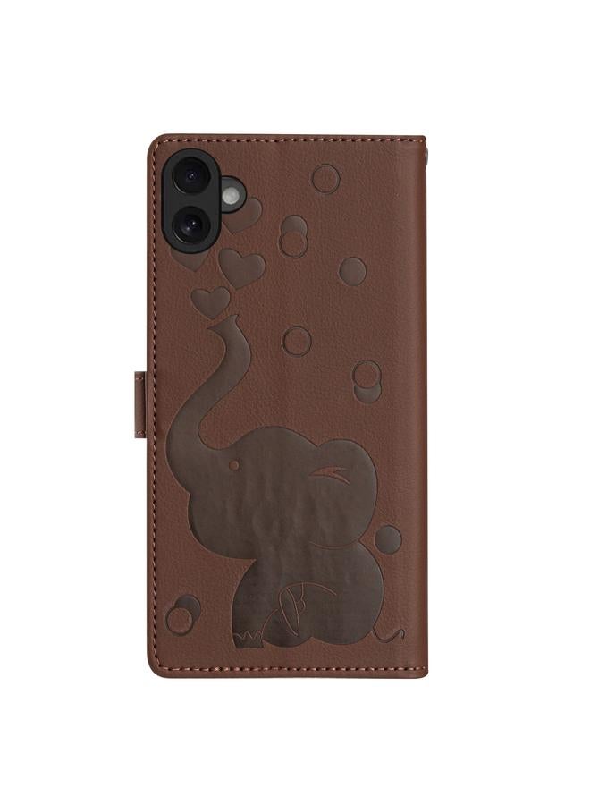S-TOP Case For iPhone 16 Plus Cartoon Elephant Embossed Leather Phone Case - Image 4