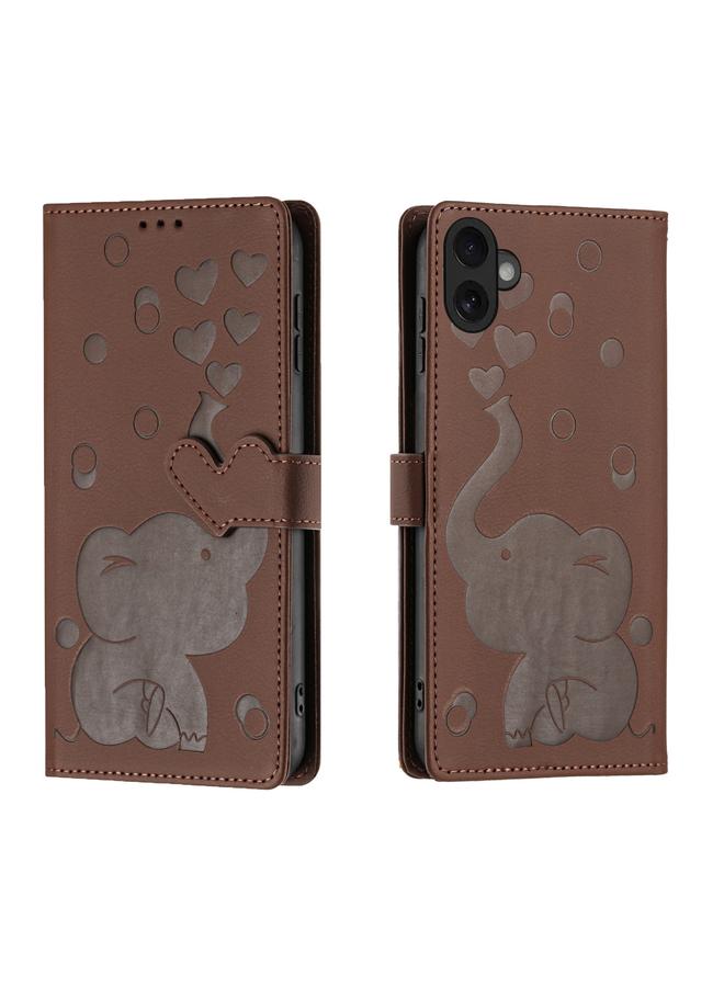 S-TOP Case For iPhone 16 Plus Cartoon Elephant Embossed Leather Phone Case - Image 1