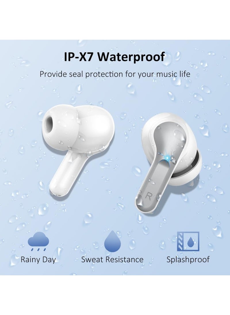 lekikpo Wireless Earbud Bluetooth 5.3 Headphones, Hi-Fi Stereo Ear Buds with 4 ENC Cancelling Mics, 40H in-Ear Earphones IP7 Waterproof Sports, LED Display, Mini Headset for Laptop Pad TV, Android/iOS Phones-Grey  - Image 2