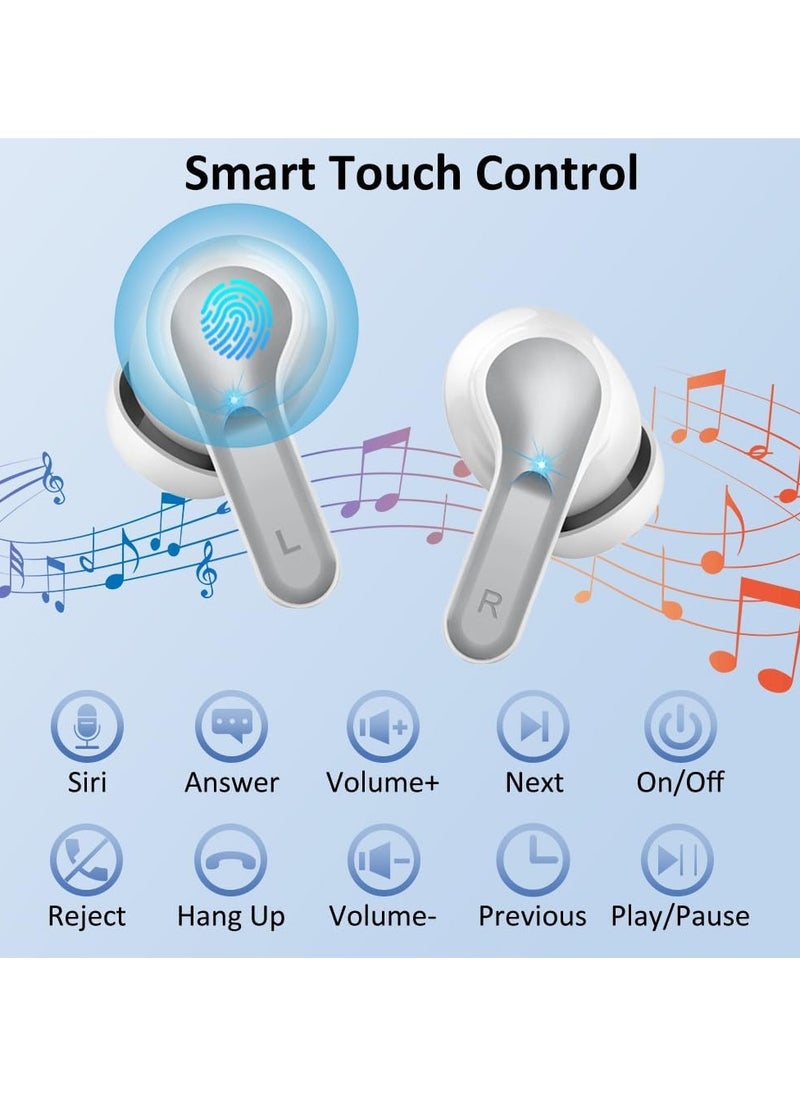 lekikpo Wireless Earbud Bluetooth 5.3 Headphones, Hi-Fi Stereo Ear Buds with 4 ENC Cancelling Mics, 40H in-Ear Earphones IP7 Waterproof Sports, LED Display, Mini Headset for Laptop Pad TV, Android/iOS Phones-Grey  - Image 4