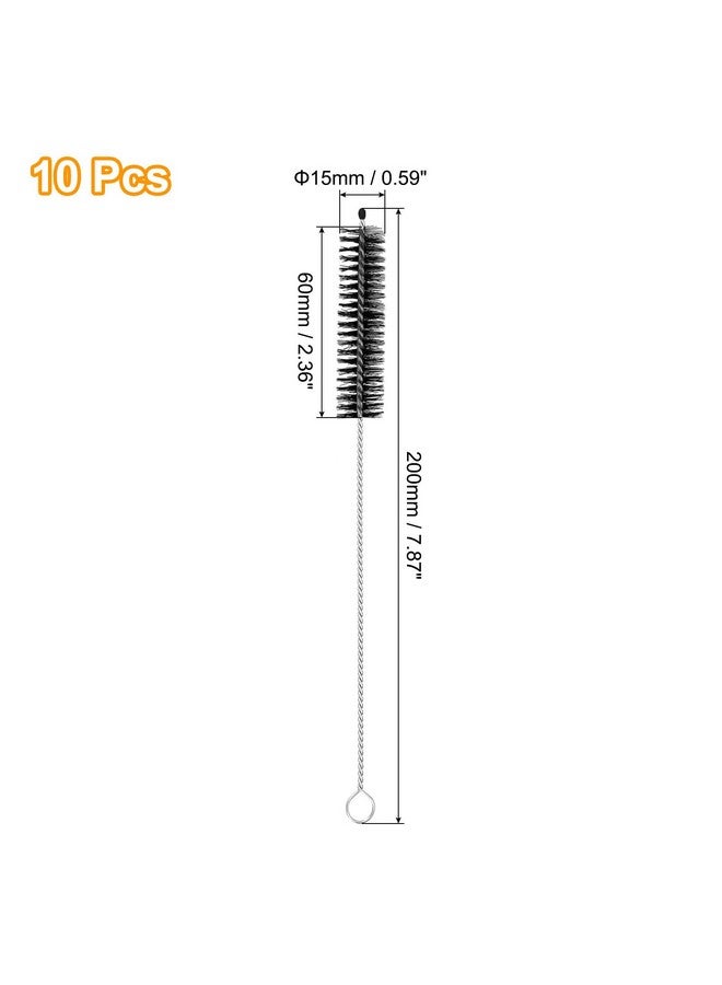 uxcell 10Pcs Drinking Straw Cleaning Brushes, 8" x 5/8" Nylon Bristles Long Straw Brush Pipe Cleaner for Washing Straws Pot Spout, Sippy Cup, Bottle and Tube (Black) - Image 2