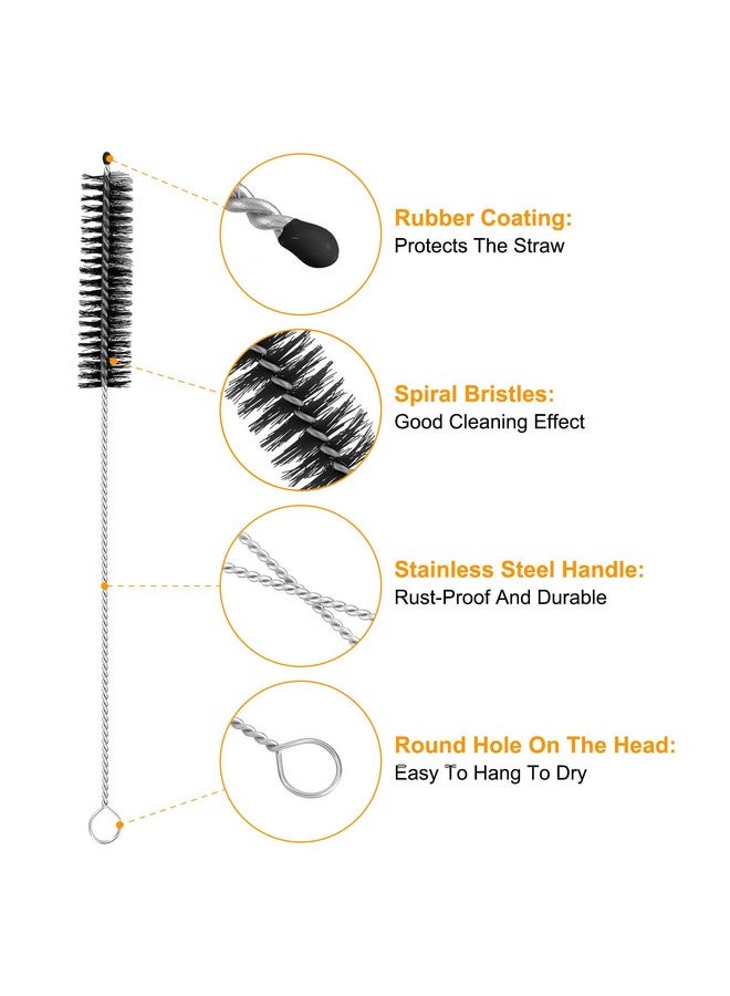 uxcell 10Pcs Drinking Straw Cleaning Brushes, 8" x 5/8" Nylon Bristles Long Straw Brush Pipe Cleaner for Washing Straws Pot Spout, Sippy Cup, Bottle and Tube (Black) - Image 3