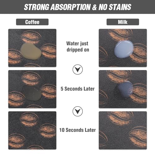 DK177 Coffee Mat - Dish Drying Mat for Kitchen Counter , Hide Stain, Absorbent with Waterproof Rubber Backing, Fit Kitchen Dish Rack Bar Accessories, 24" x 16" - Image 2