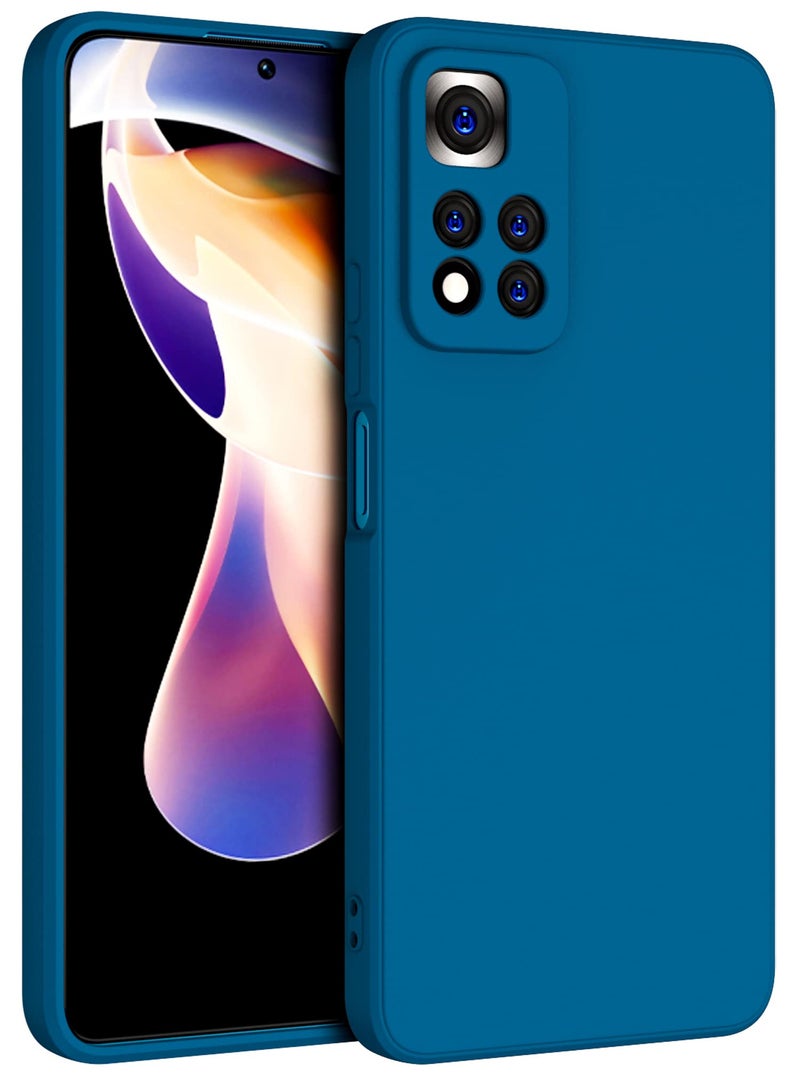 Kapa Matte Lens Protective Back Cover for Xiaomi 11i / 11i Hypercharge, Slim Silicone with Soft Lining Shockproof Flexible Full Body Bumper Case (Blue) - Image 1