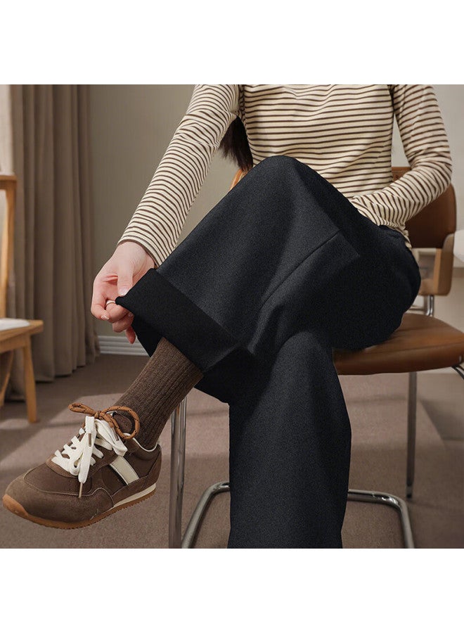 Yishangmei Fleece-lined Casual Pants For Women, Autumn And Winter New Thick Wide-leg Pants, High-waisted Slimming Yamamoto Style Trousers For Pee Wome