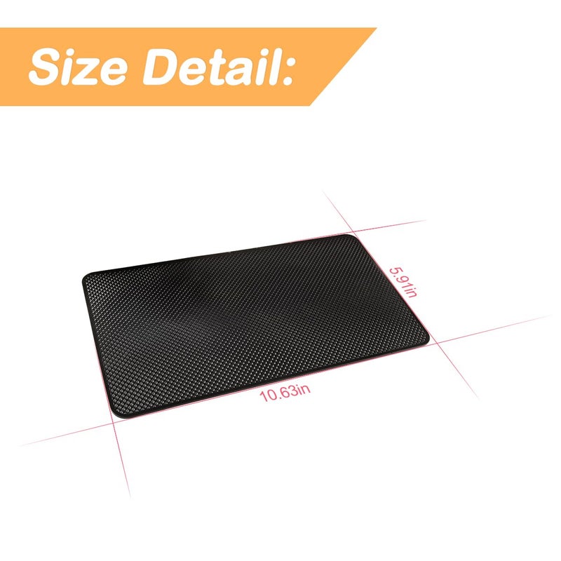 Osilly Car Dashboard Anti-Slip Mat, 10.6" x 5.9" Universal PVC Sticky Adhesive Pad for Auto, Multifunctional Vehicle Dash Strong Gripping Pad for Cell Phones Sunglasses Keys GPS Coins (Grid) - Image 2