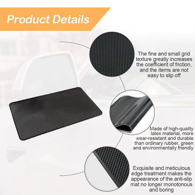 Osilly Car Dashboard Anti-Slip Mat, 10.6" x 5.9" Universal PVC Sticky Adhesive Pad for Auto, Multifunctional Vehicle Dash Strong Gripping Pad for Cell Phones Sunglasses Keys GPS Coins (Grid) - Image 3