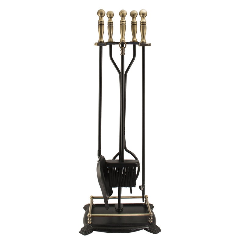 Panacea Panacea 15006 Antique Fireplace Toolset with Brass Handles 5 Piece set 