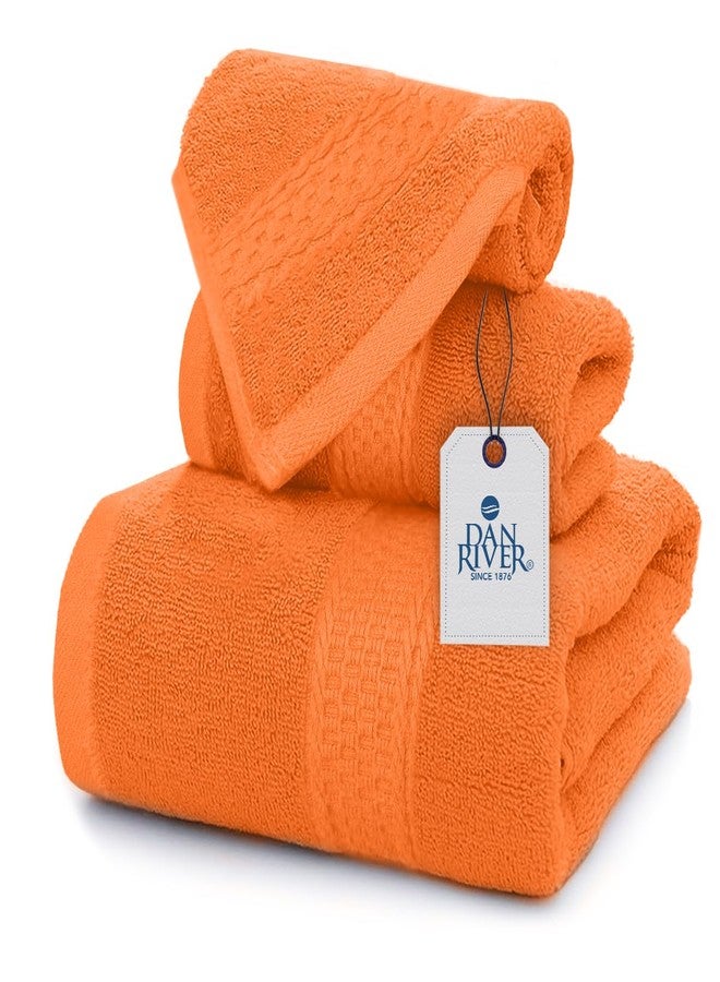 DAN RIVER 100% Luxurious Cotton Bath Towels Set - Premium Quality Pack of 3 - Ultimate Comfort and Absorbency for Bathroom, Luxury Bath Towels Set for Home & Spa (27" x 54"), Orange Rust - Image 1