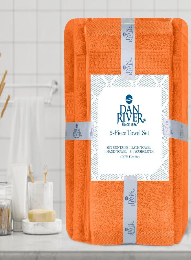 DAN RIVER 100% Luxurious Cotton Bath Towels Set - Premium Quality Pack of 3 - Ultimate Comfort and Absorbency for Bathroom, Luxury Bath Towels Set for Home & Spa (27" x 54"), Orange Rust - Image 2