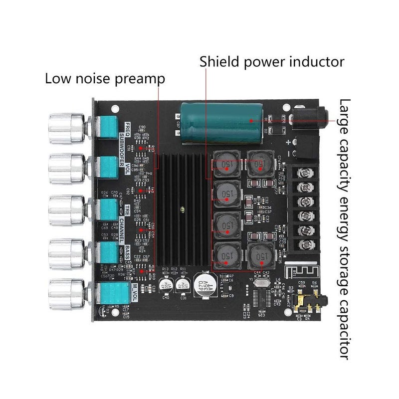 TPA3116D2 2 1 Channel Power Amplifier Board 100W with AUX Input and Subwoofer Output 12 24V DC Power Supply - Image 4