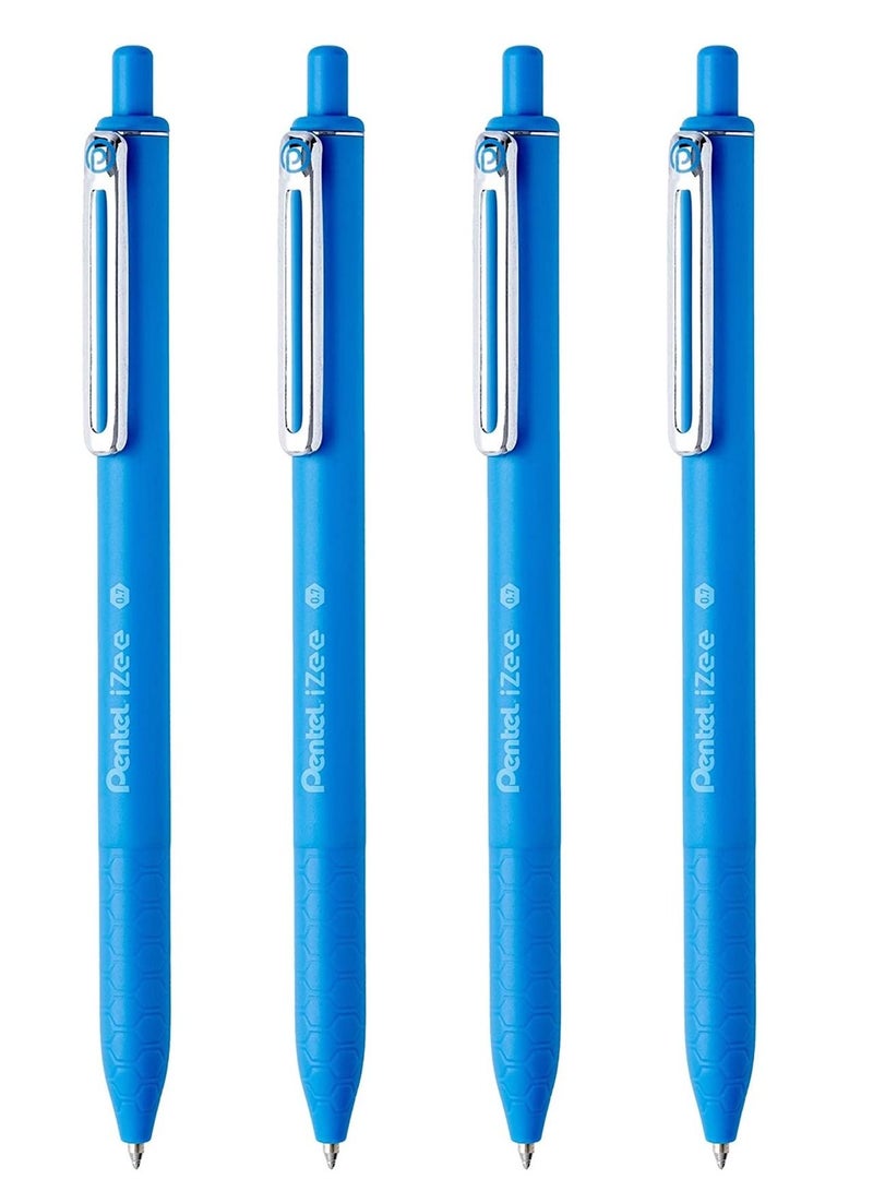 Pentel قلم حبر جاف قابل للسحب 4 قطع 0.7 مم حبر أزرق سماوي - Image 1