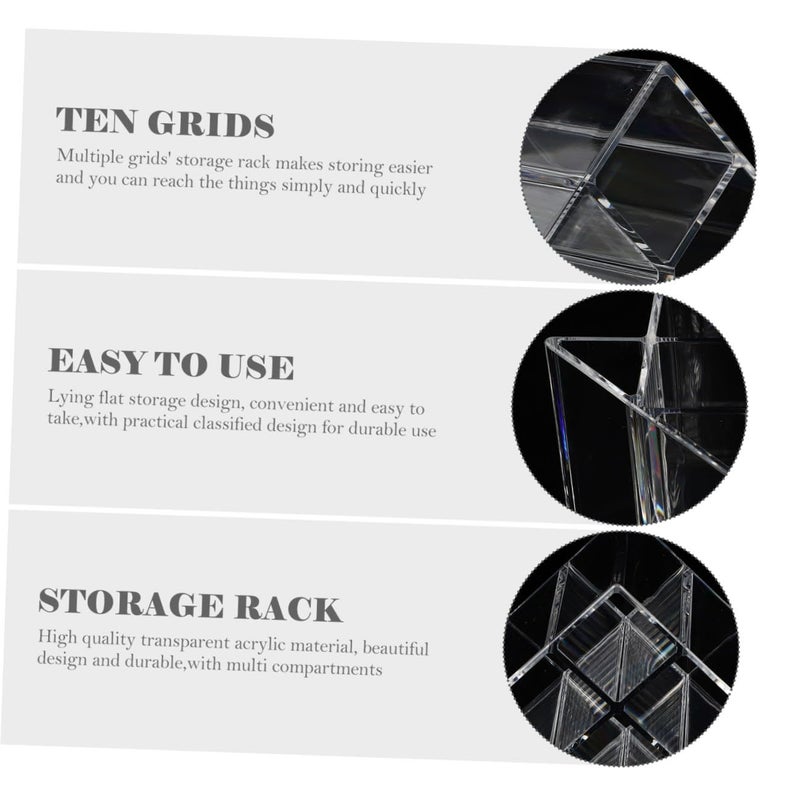 Acrylic Lipstick Display Holder 10 Compartment Cosmetic Organizer Rack Desktop Makeup Storage - Image 4