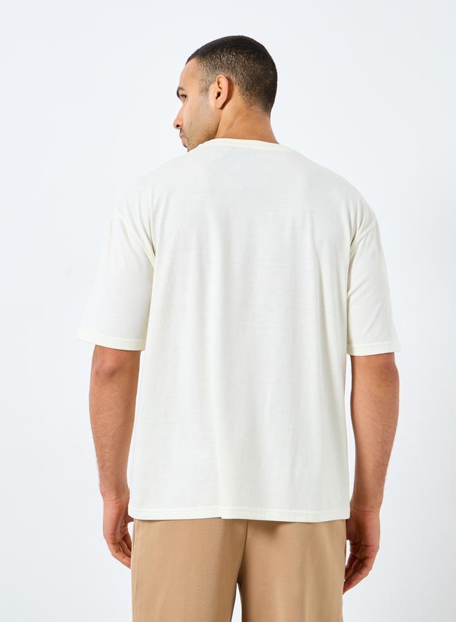 Styli Oversized Jersey T-Shirt with Towel Embroidery Detail - Image 4