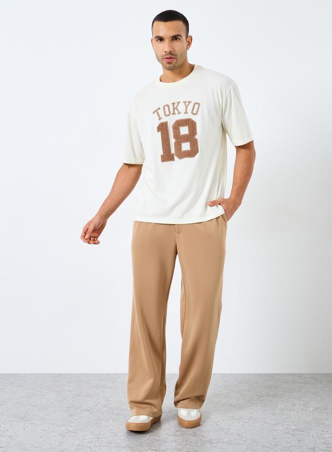 Styli Oversized Jersey T-Shirt with Towel Embroidery Detail - Image 2