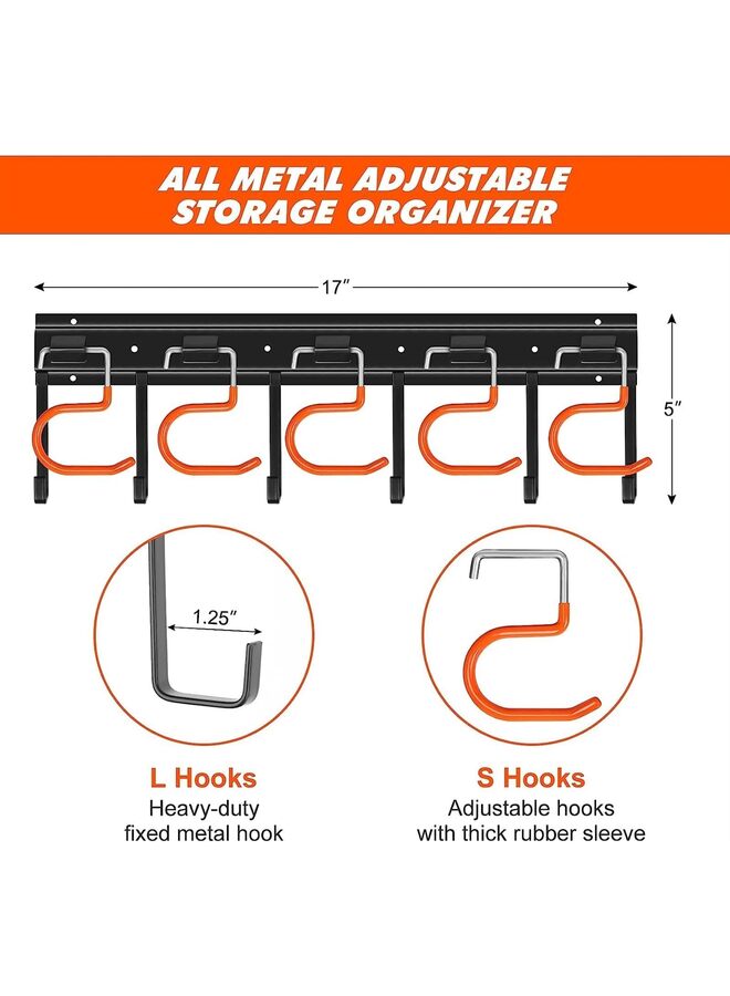 LAMAY 64inch All Metal Garden Tool Organizer Adjustable Garage Wall Mount Organizers and Storage with Heavy Duty Hooks Hangers for Wall, Shed - Image 2