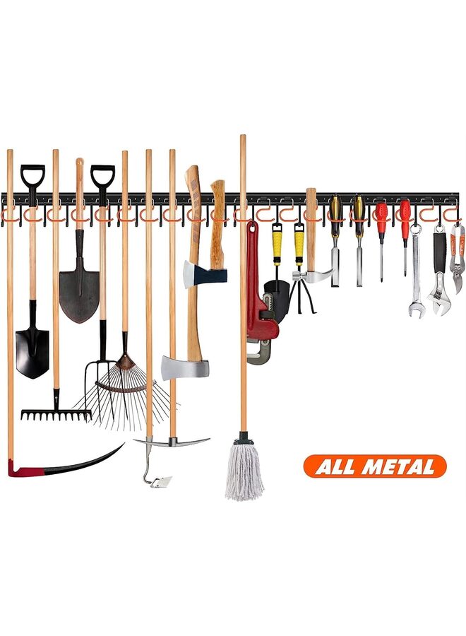 LAMAY 64inch All Metal Garden Tool Organizer Adjustable Garage Wall Mount Organizers and Storage with Heavy Duty Hooks Hangers for Wall, Shed - Image 3
