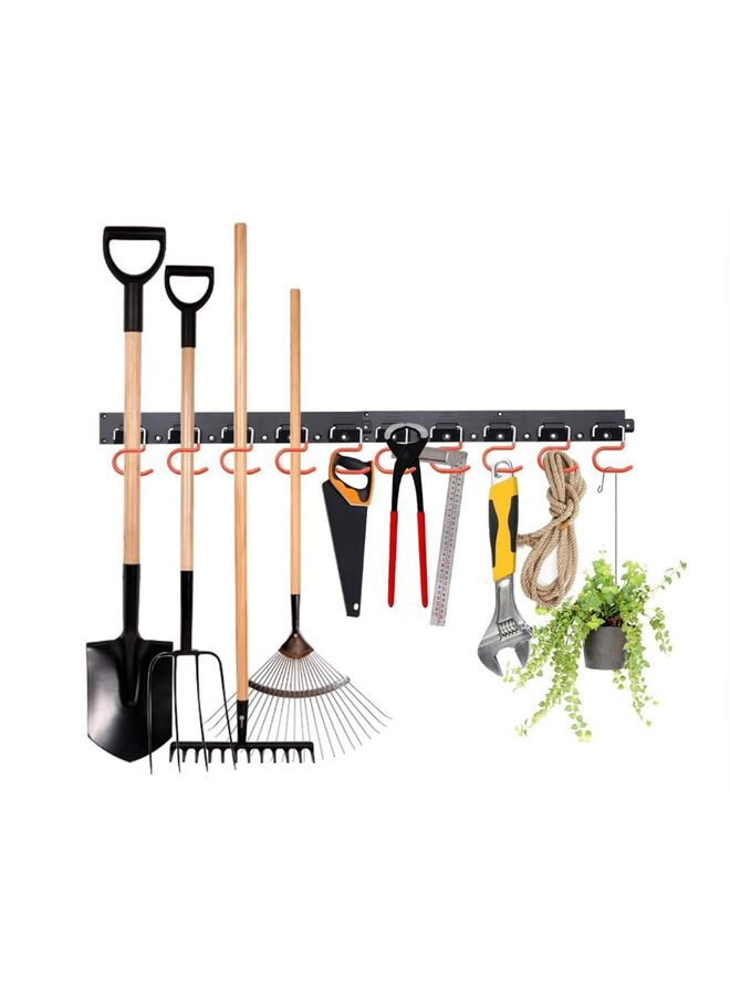 LAMAY 64inch All Metal Garden Tool Organizer Adjustable Garage Wall Mount Organizers and Storage with Heavy Duty Hooks Hangers for Wall, Shed - Image 1