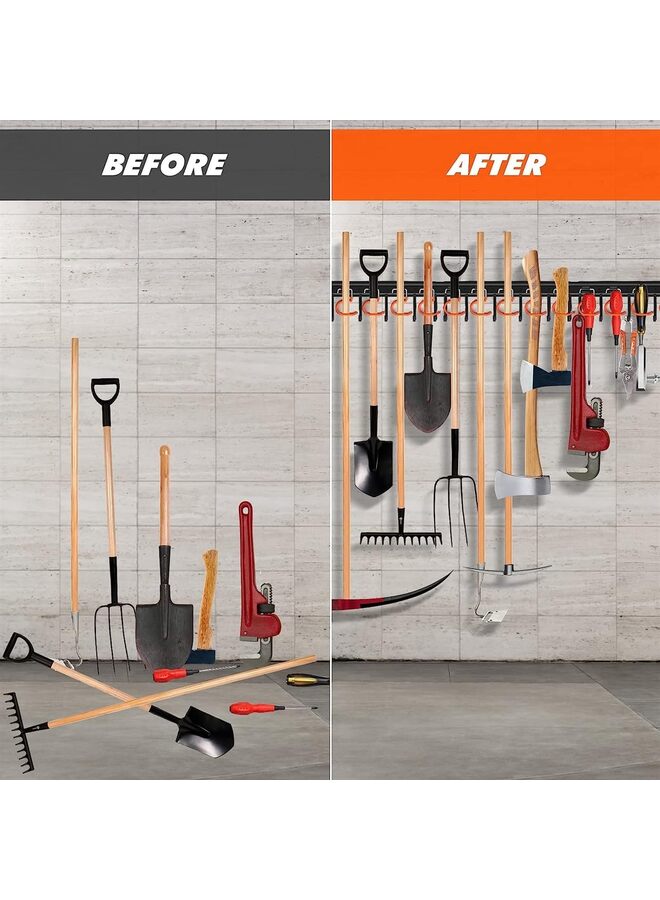 LAMAY 64inch All Metal Garden Tool Organizer Adjustable Garage Wall Mount Organizers and Storage with Heavy Duty Hooks Hangers for Wall, Shed - Image 4