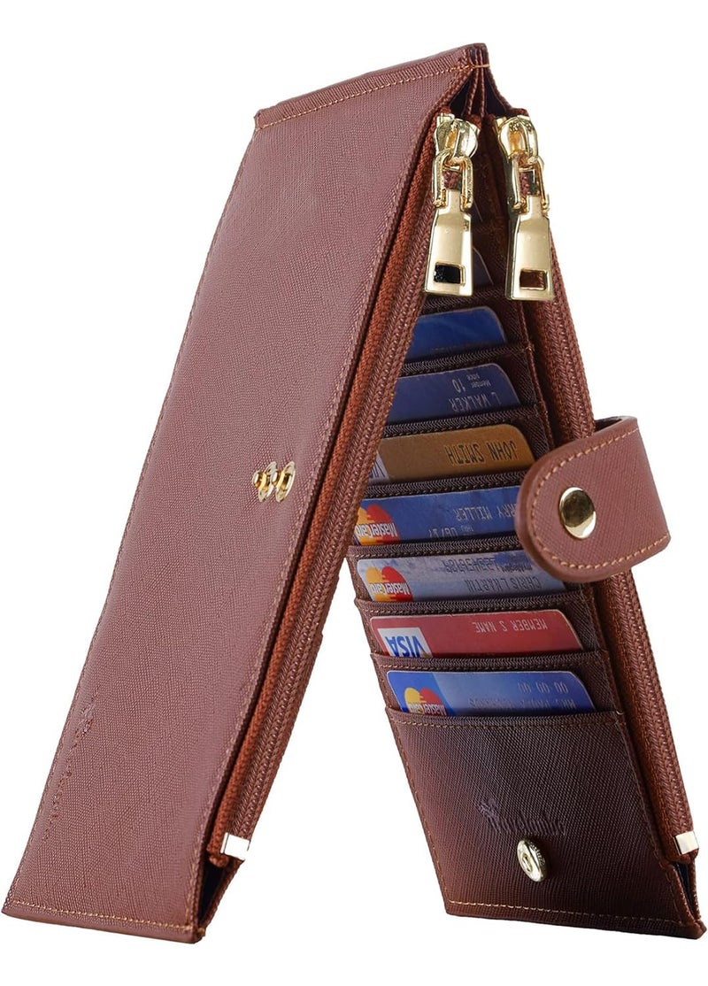 Travelambo RFID Wallet Women Large Size Bifold Multi Card Wallet Case with Zipper Pocke Credit Card Holder for Women - Image 1