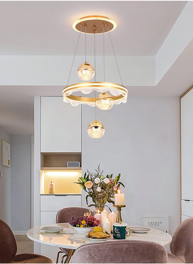 YATAI LIGHTING - 3 Heads Pendant Light Dining Room Table, Modern Gold LED Three Round Shape Pendant Light for Kitchen Island Table, Adjustable Color Temperature and Height Chandelier - Image 1