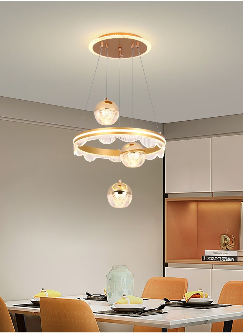 YATAI LIGHTING - 3 Heads Pendant Light Dining Room Table, Modern Gold LED Three Round Shape Pendant Light for Kitchen Island Table, Adjustable Color Temperature and Height Chandelier - Image 1