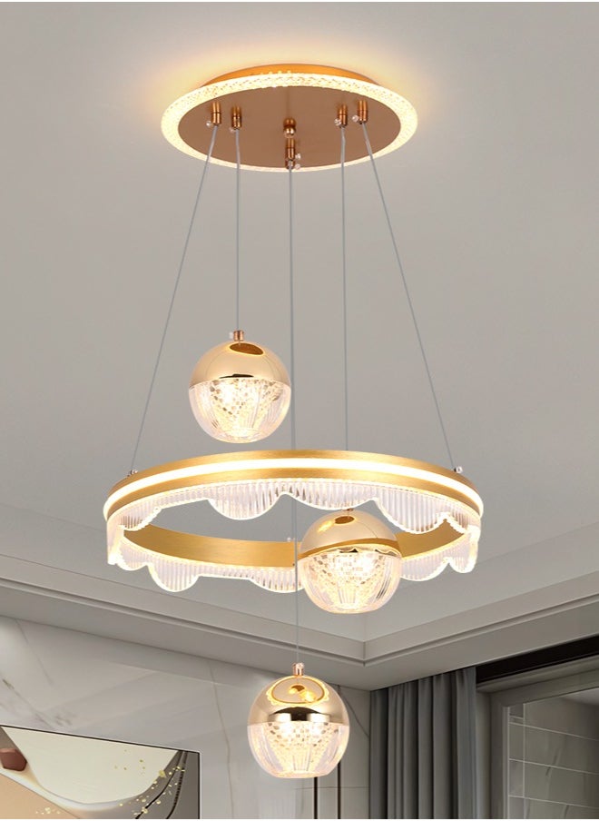 YATAI LIGHTING - 3 Heads Pendant Light Dining Room Table, Modern Gold LED Three Round Shape Pendant Light for Kitchen Island Table, Adjustable Color Temperature and Height Chandelier - Image 1