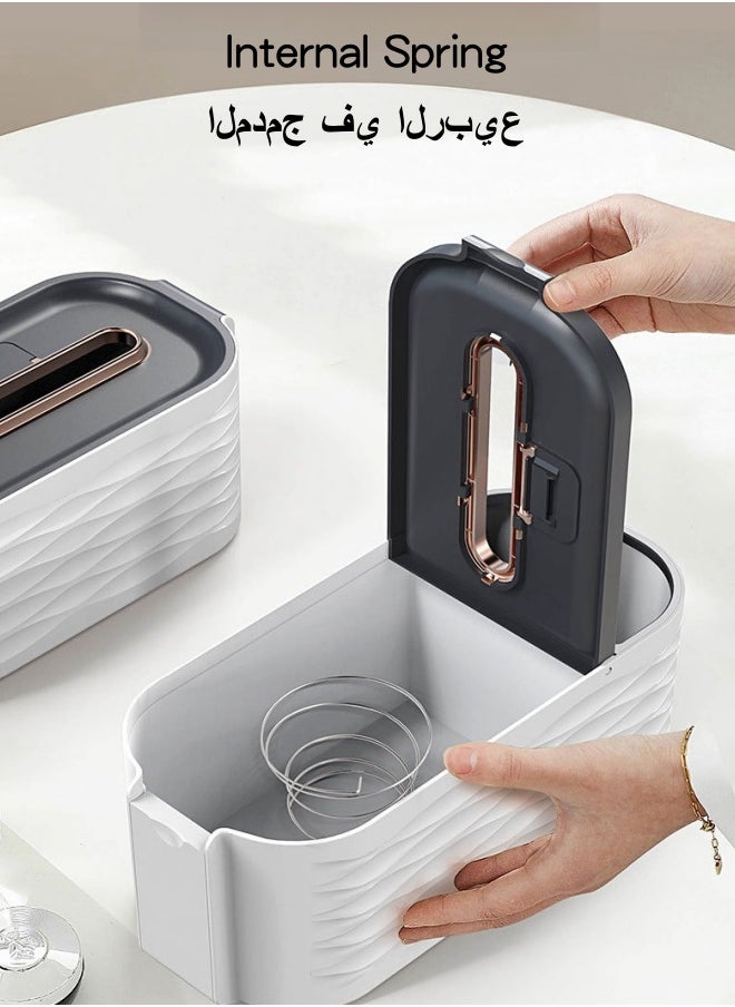 SHABILI - 1 Pack Plastic Tissue Box Holder with Phone Holder, Waterproof Facial Wipes Storage Box with Sundry Storage Area, ，Fashion Napkin Dispenser Container for Desk Home， Toilet ，Bathroom， Office， Restauran - Image 1