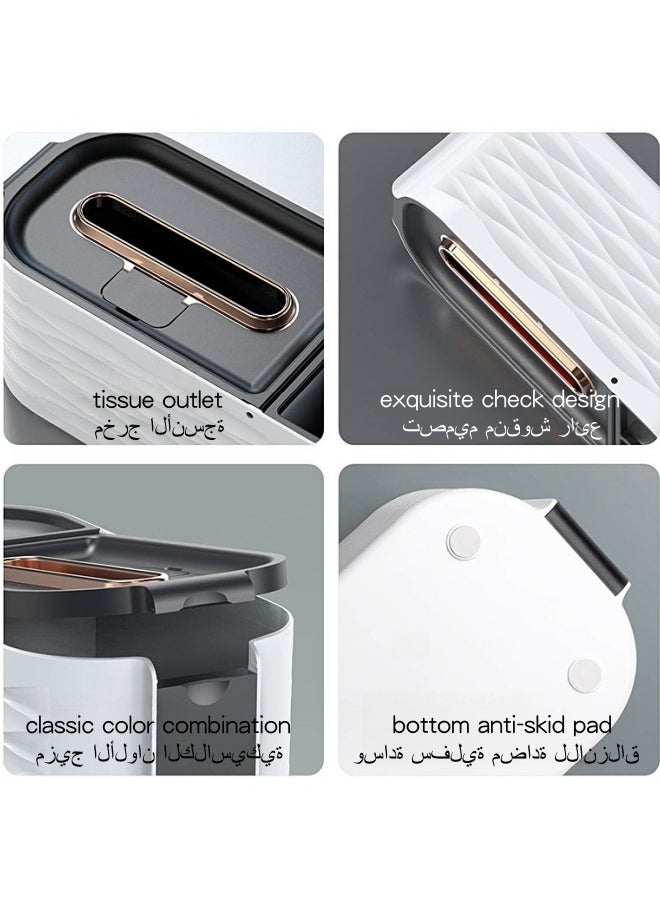 SHABILI - 1 Pack Plastic Tissue Box Holder with Phone Holder, Waterproof Facial Wipes Storage Box with Sundry Storage Area, ，Fashion Napkin Dispenser Container for Desk Home， Toilet ，Bathroom， Office， Restauran - Image 1