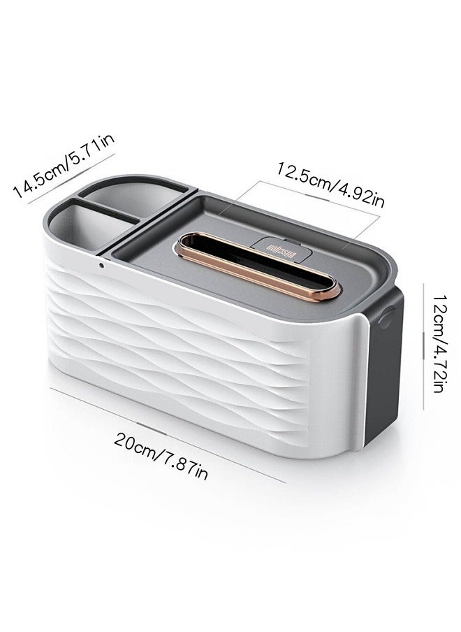SHABILI - 1 Pack Plastic Tissue Box Holder with Phone Holder, Waterproof Facial Wipes Storage Box with Sundry Storage Area, ，Fashion Napkin Dispenser Container for Desk Home， Toilet ，Bathroom， Office， Restauran - Image 1